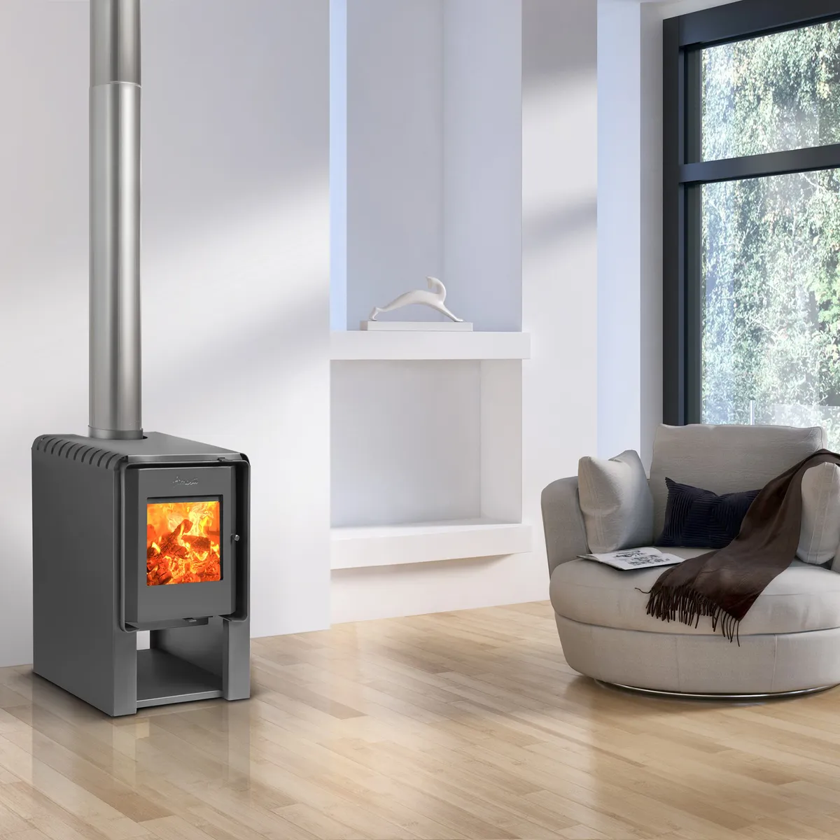 AMESTI - Estufa Leña Scantek 350 Gris Charcoal