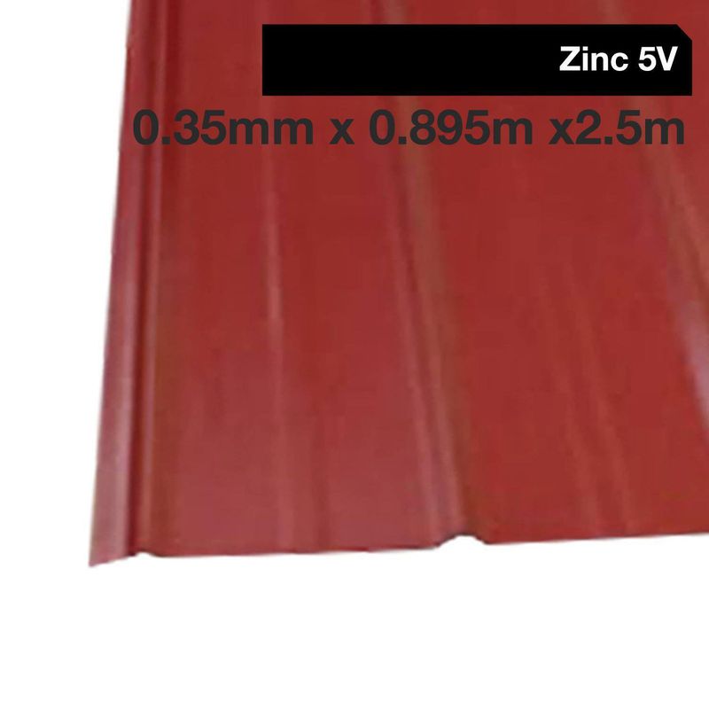 BOLKOW - Plancha Recubrimiento AZM150 Zinc 5V 0.35 mm 89.5x250 cm Rojo