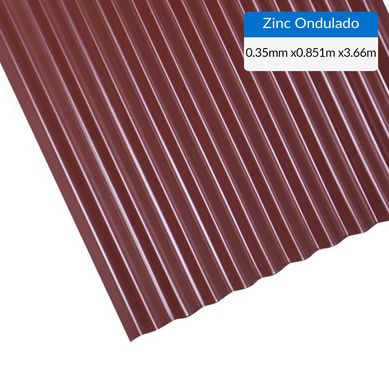 Plancha zinc acanalada prepintada roja 85,1X3,66 cm