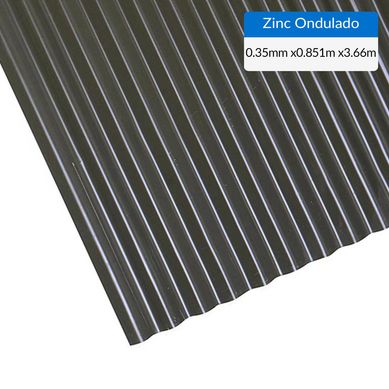 0.35 x 851 x 3660 mm, Plancha zinc acanalada prepintada negra