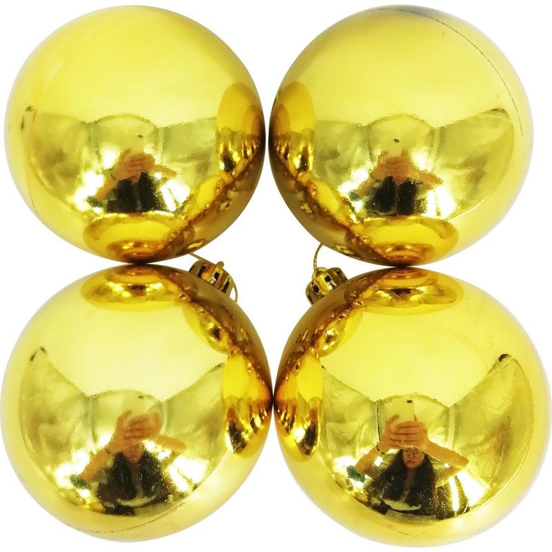 DEAR SANTA - Esferas 9 cm dorado brillo x4