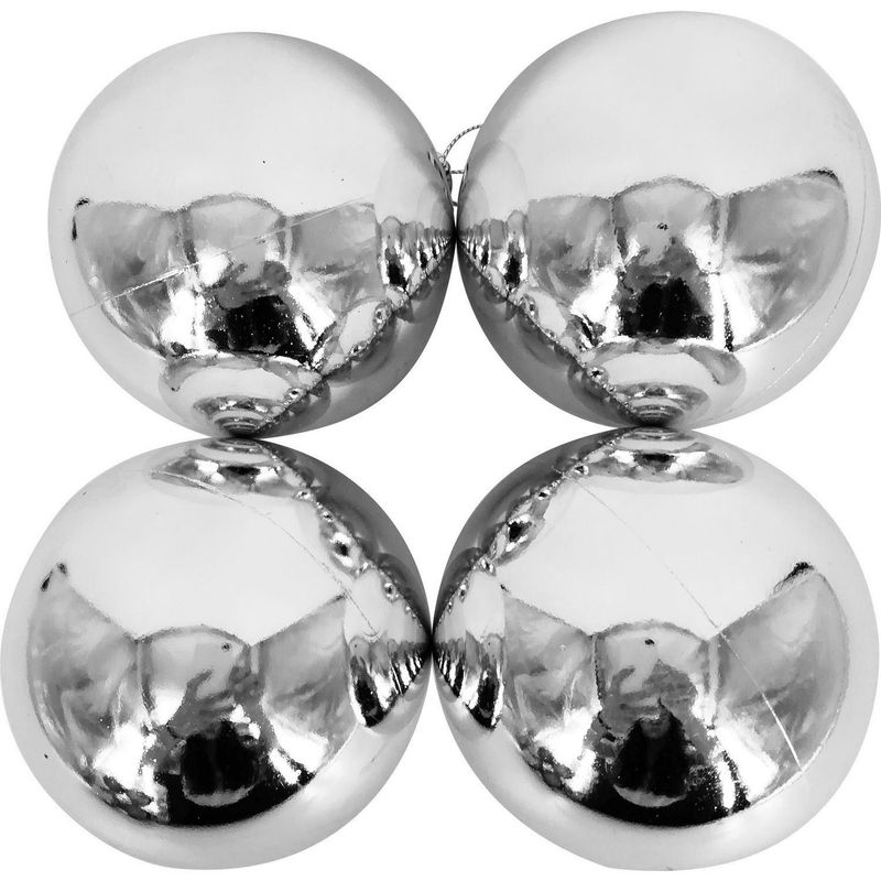 DEAR SANTA - Esferas 9 cm plata brillo x4