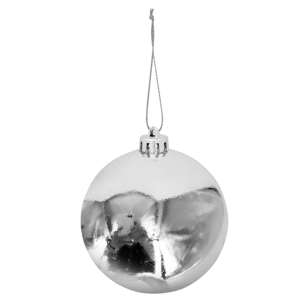 DEAR SANTA - Esferas 9 cm plata brillo x4
