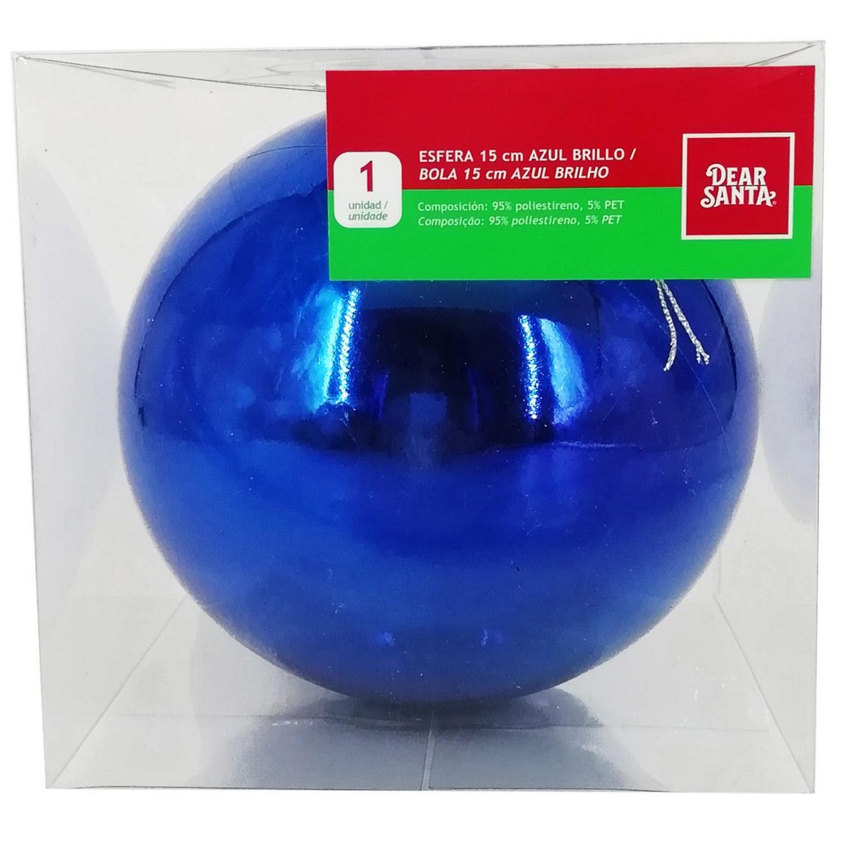 DEAR SANTA - Esfera 15 cm azul x1