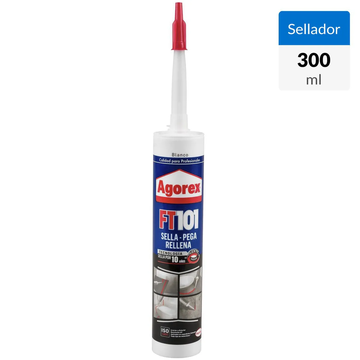 AGOREX - Sellador Adhesivo Multiuso Agorex Ft 101 Blanco 300 ml Elástico