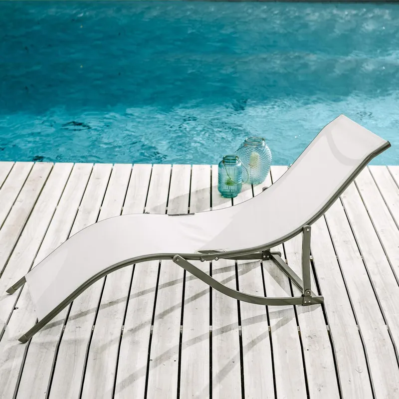 HOME COLLECTION GARD - Reposera Plegable Textileno Blanco