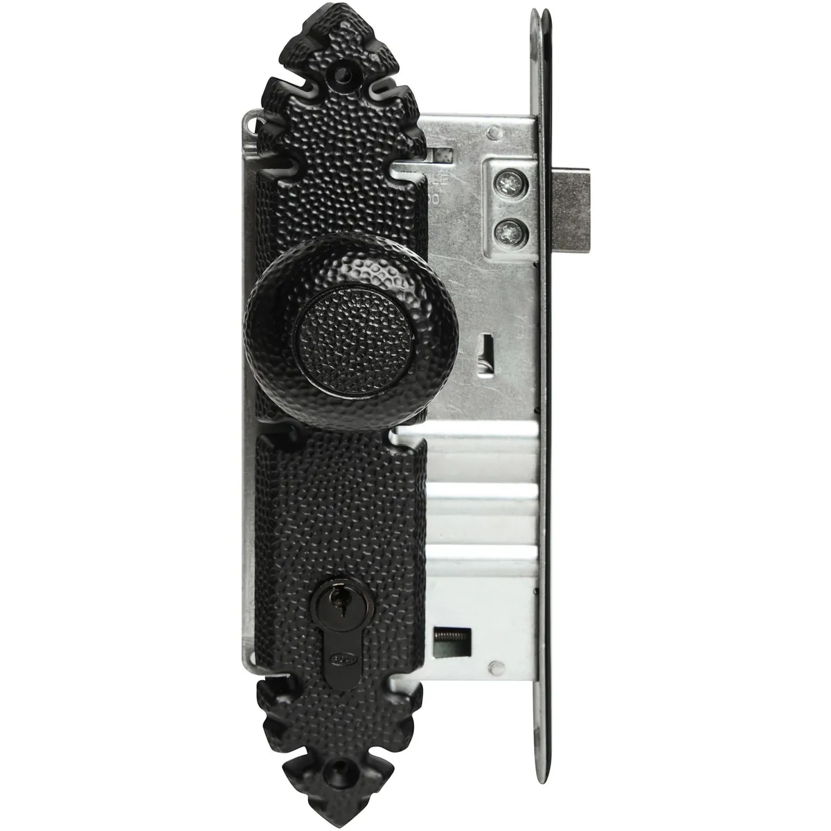 POLI - Cerradura rústica embutida oficina/dormitorio negra