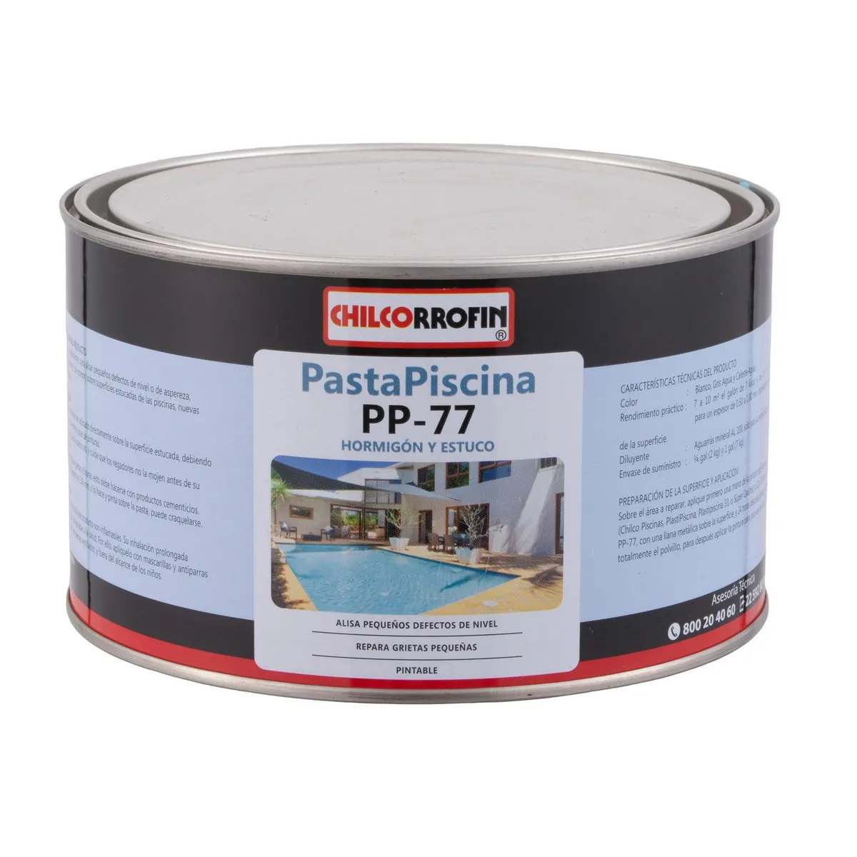 CHILCORROFIN - Pasta para Piscina Lata 2 kg Mate Celeste Agua