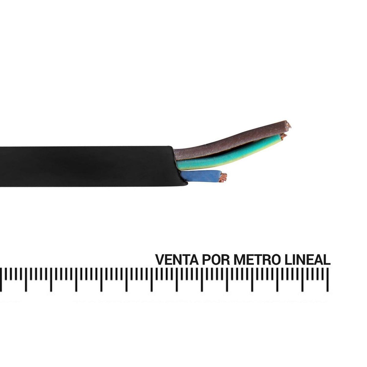 ROIMEX - Cordón Eléctrico H03H2 3x0,5 mm2 Negro 1 metro(s) 