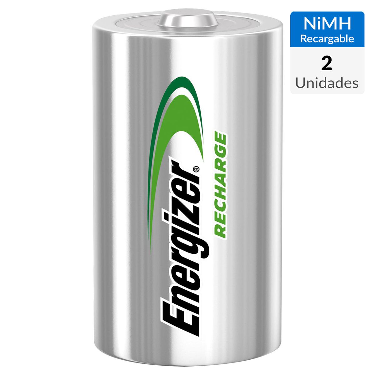 ENERGIZER - Pack de 2 pilas recargables D 2500mAh 1.2V