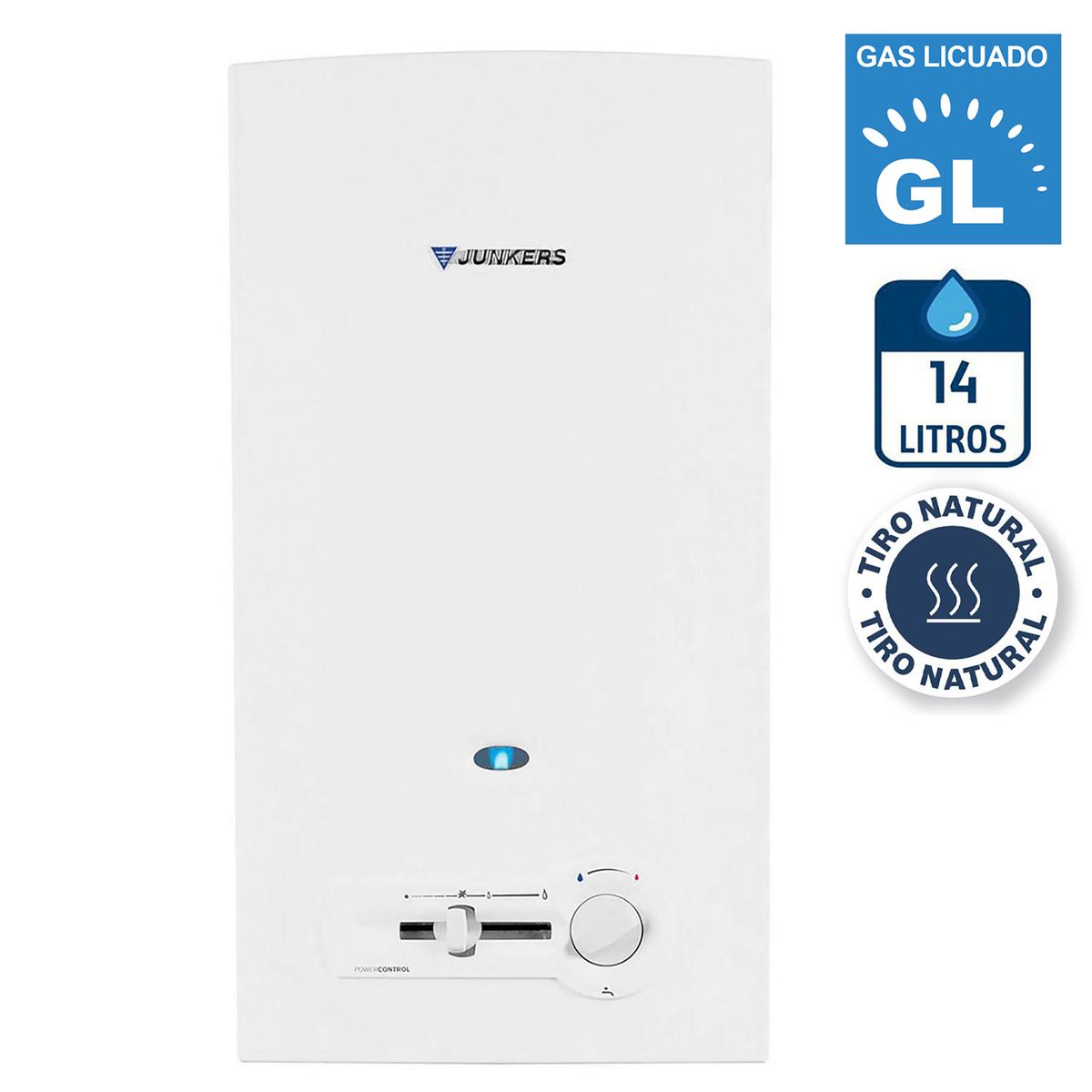 JUNKERS - Calefont Gas Licuado 14 Litros Tiro Natural Chispero