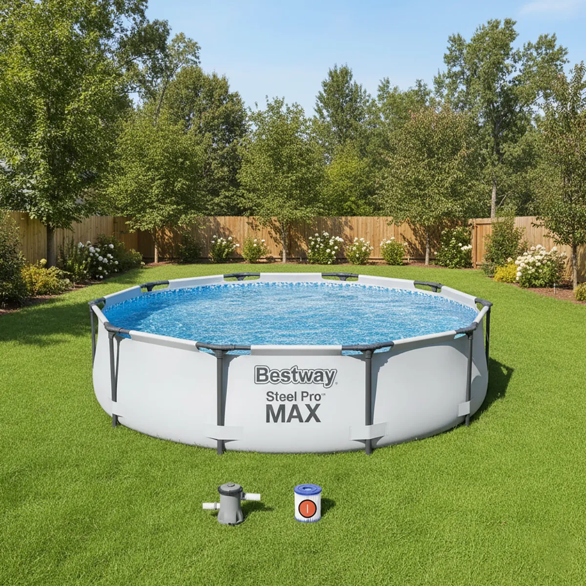 BESTWAY - Piscina Estructural 305x305x76 cm 4.678 Litros + Bomba + Filtro