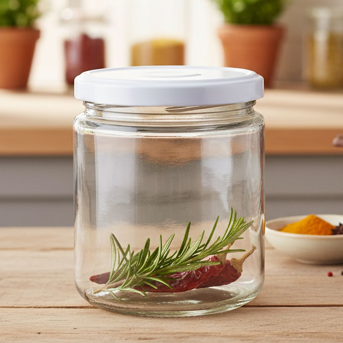 CASA BONITA - Frasco con Tapa Blanca Vidrio 460 ml