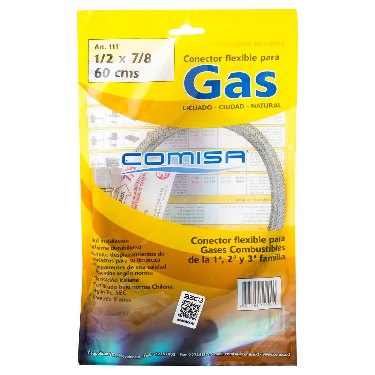 COMISA - Flexible gas 1/2" 7/8" HI-HI 60 cm