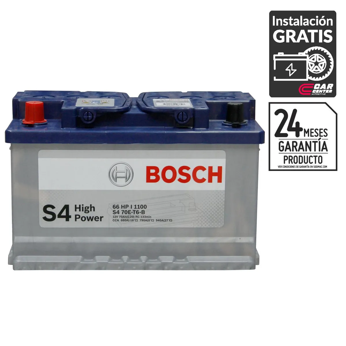 BOSCH - Batería de Auto 70 Ah Positivo Izquierdo 660 CCA