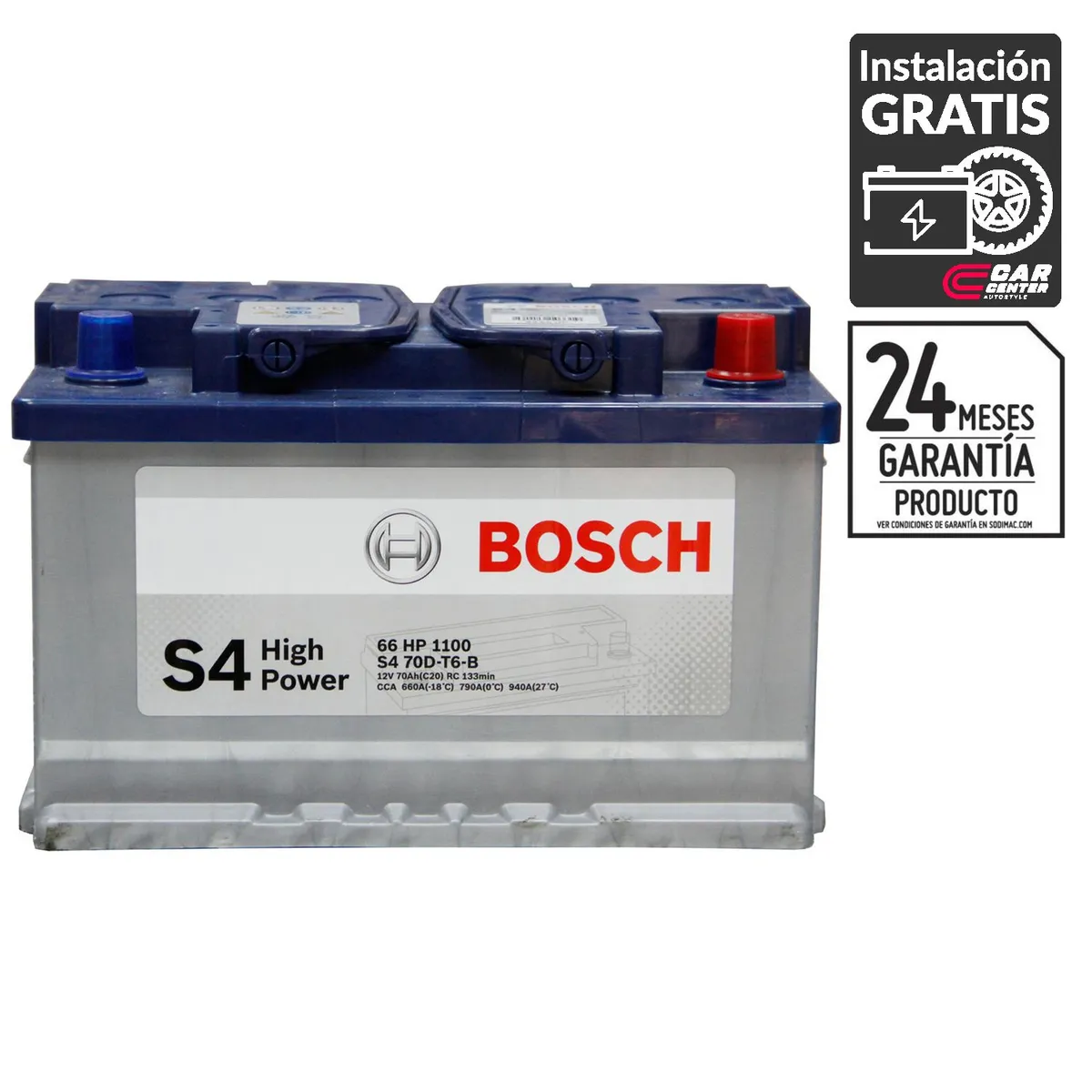 BOSCH - Batería de Auto 70 Ah Positivo Derecho 660 CCA
