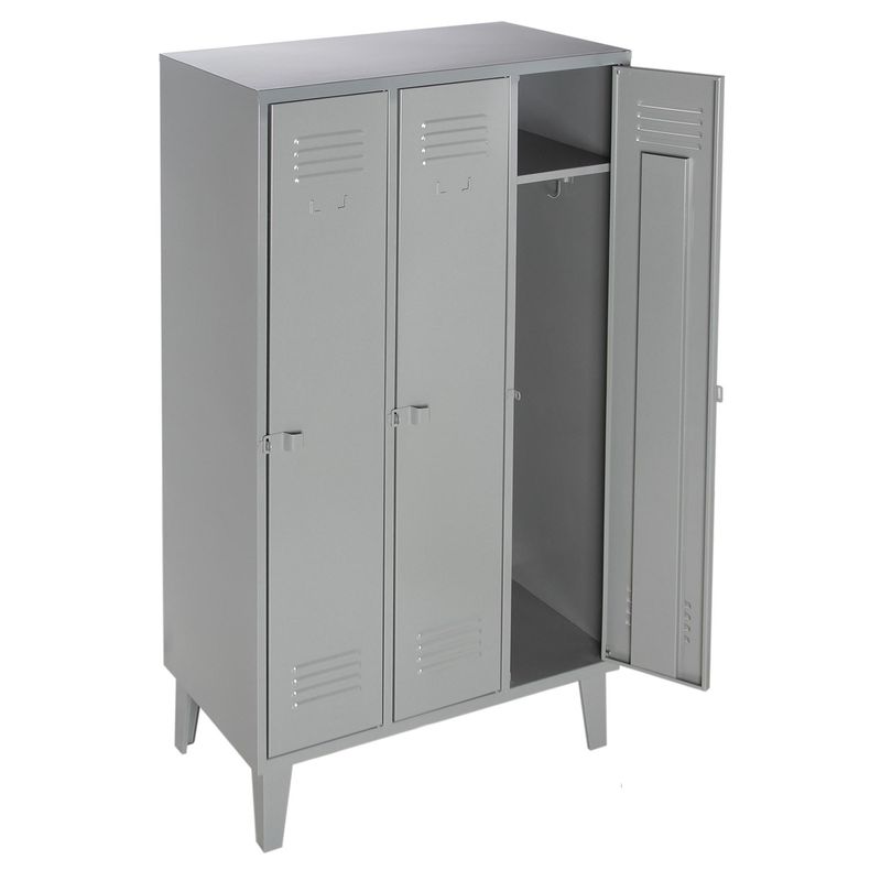 MOVILOCKERS - Locker con Portacandado 3 Puerta(s) 83x170x50 cm Gris
