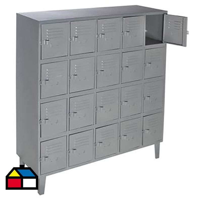 MOVILOCKERS - Locker con Portacandado 20 Puerta(s) 138x170x50 cm Gris