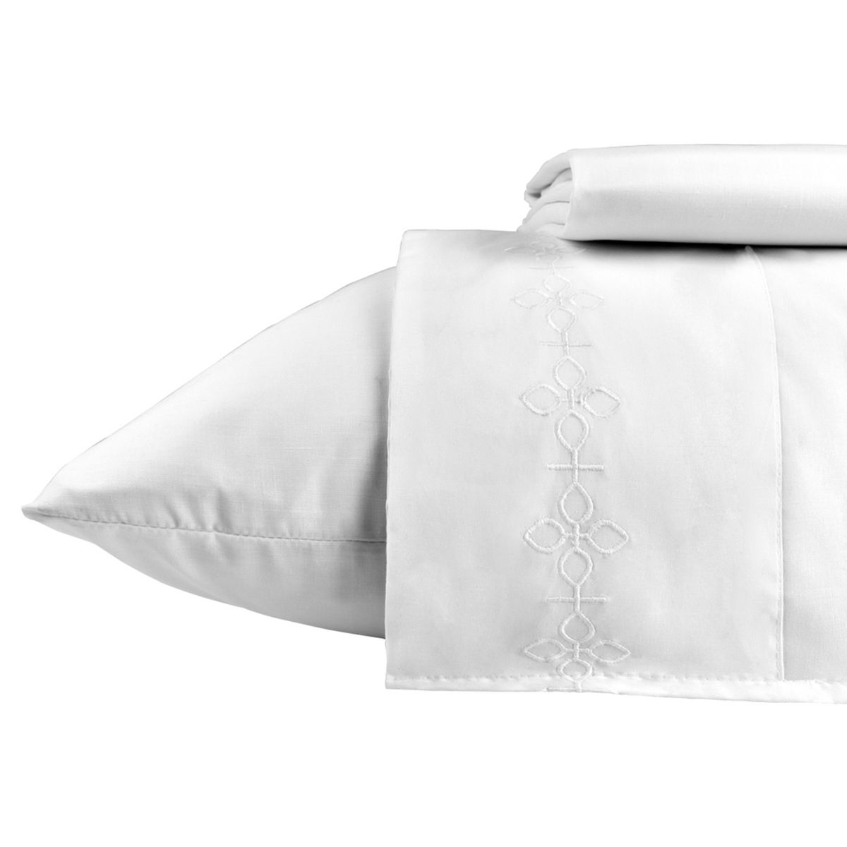 LOURDES - Sábana Borderie 144 Hilos Blanca