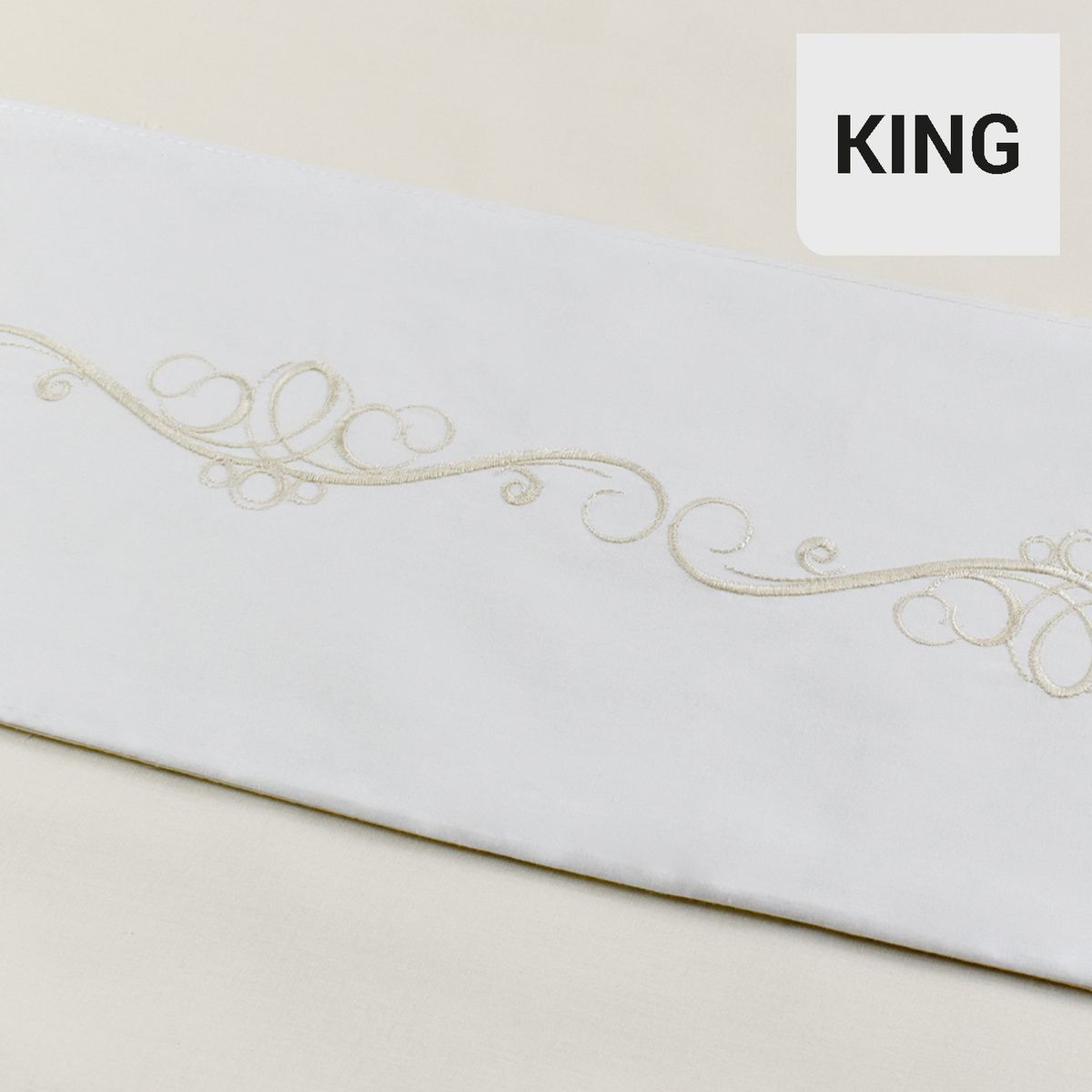 LOURDES - Sábana Broderie 144 Hilos Beige