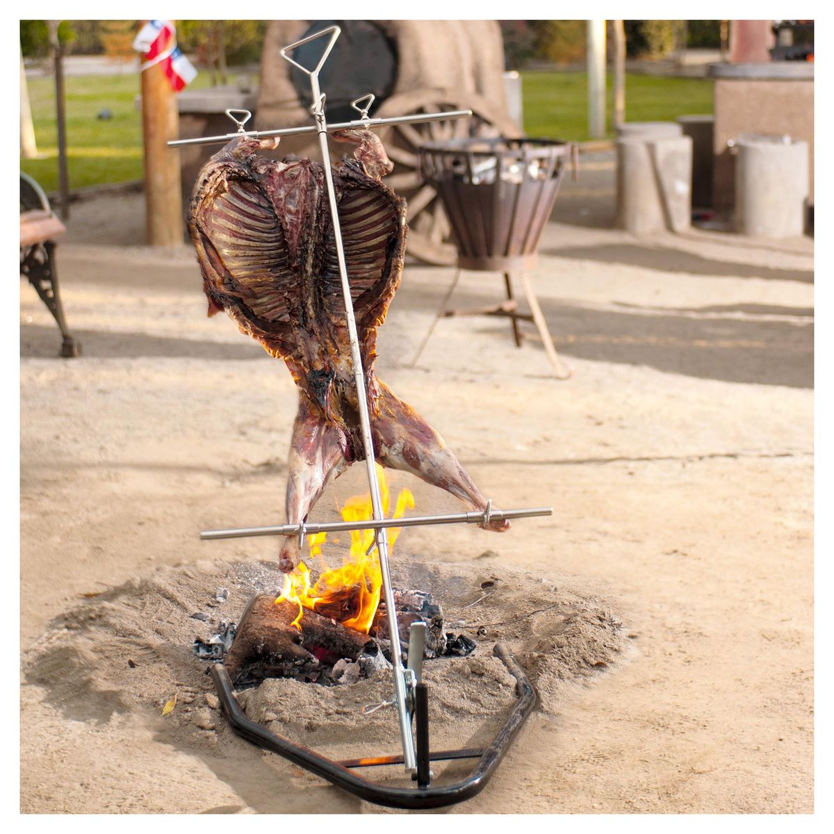 MR BEEF - Asador vertical con 2 sujetadores fierro