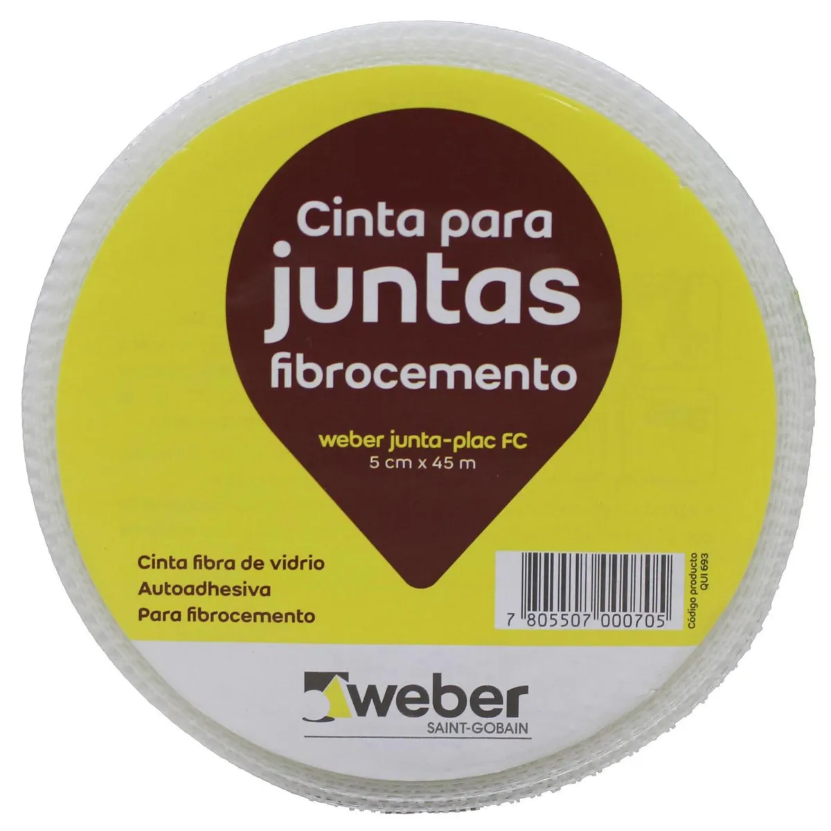 WEBER - Cinta fibra vidrio autoadhesiva junturas de tabiquería de fibrocemento