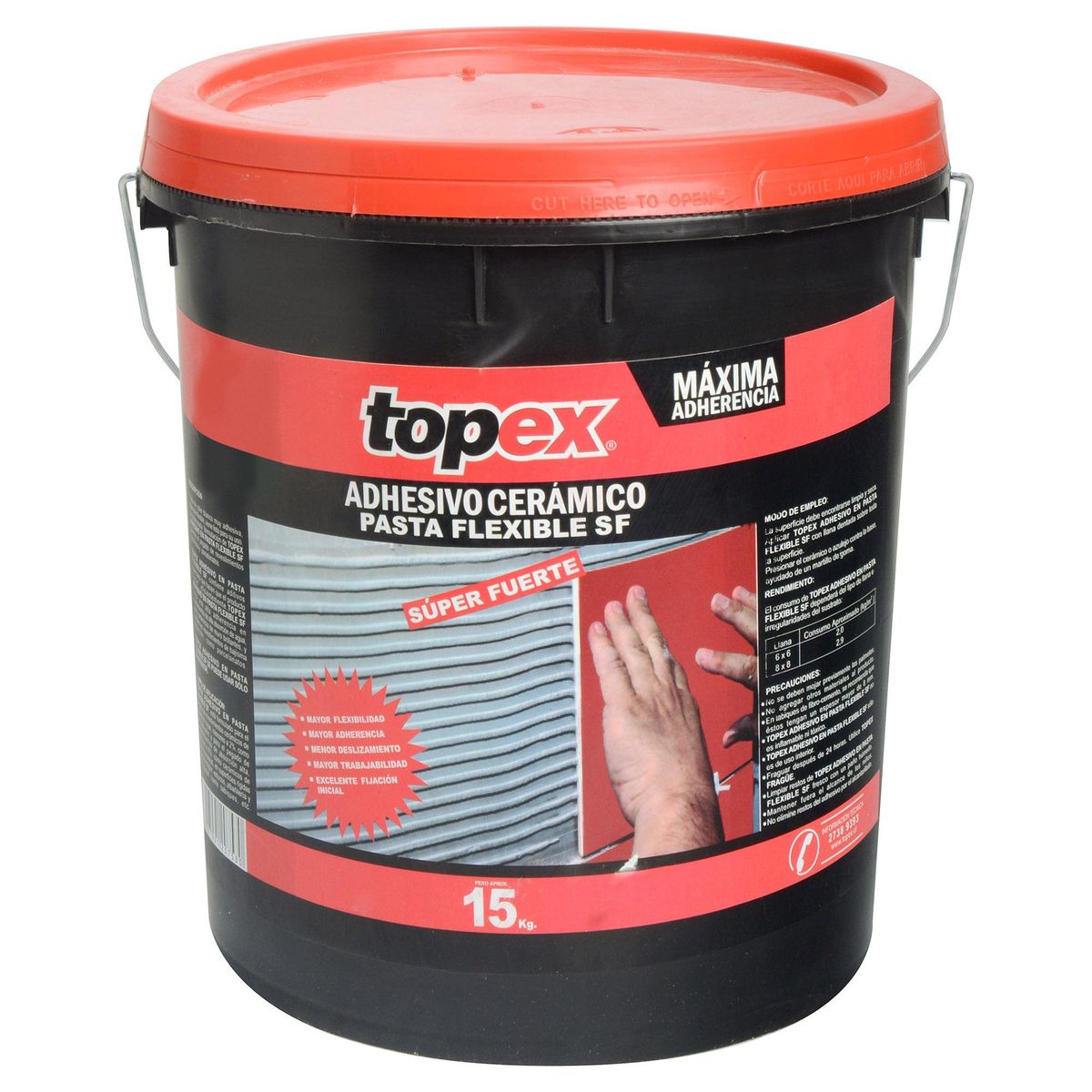 TOPEX - Pegamento Ceramico Piso y muro Superficie Flexible 15 kg