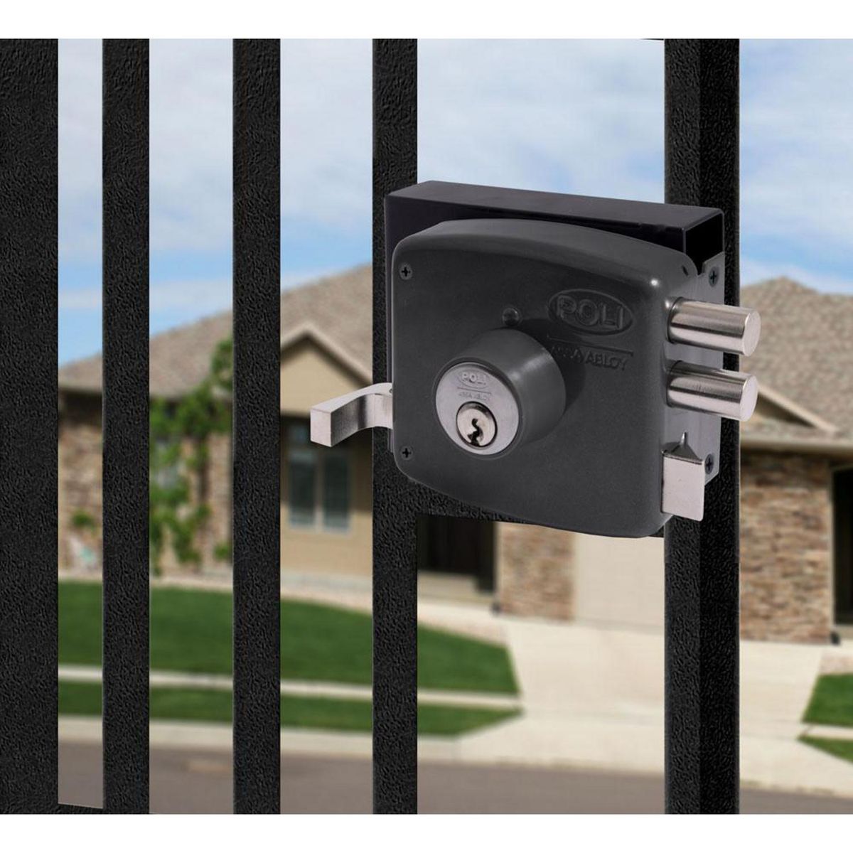 POLI - Cerradura sobreponer acceso reja con bandera