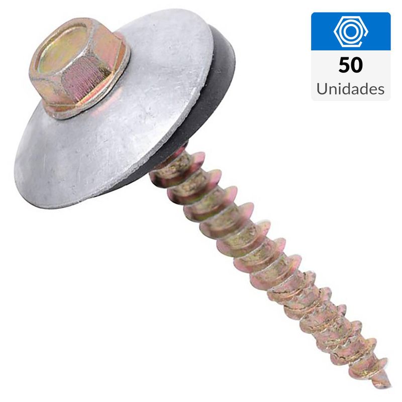 FIXSER - Tornillo Autoperforante Cabeza Hexagonal Madera 2 " 25 mm 50 Unidades