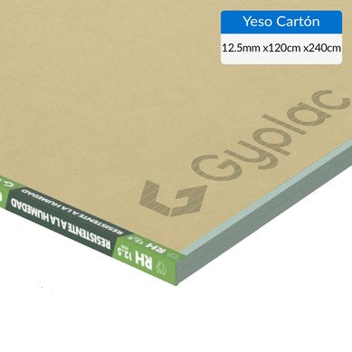 Yeso Cartn Resistente a la humedad 12.5 mm 120x240 cm