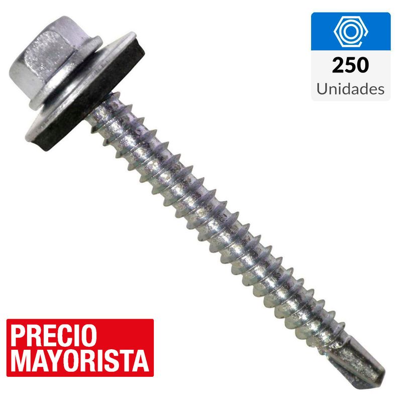 MAMUT - Tornillo Autoperforante Cabeza Hexagonal Metal 1-1/2 " 12 mm 250 Unidades
