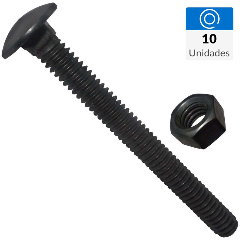 FIXSER - Perno coche con tuerca 1/4"x2" 10 unidades