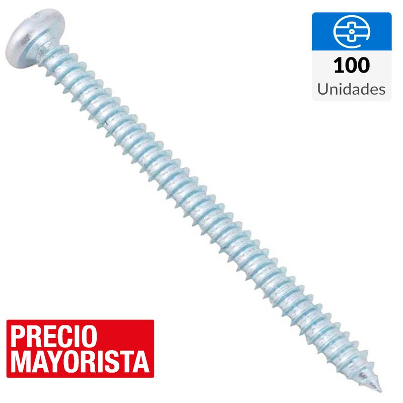MAMUT - Tornillo Roscalata Cabeza Phillips Metal 2-1/2 " 10 mm 100 Unidades