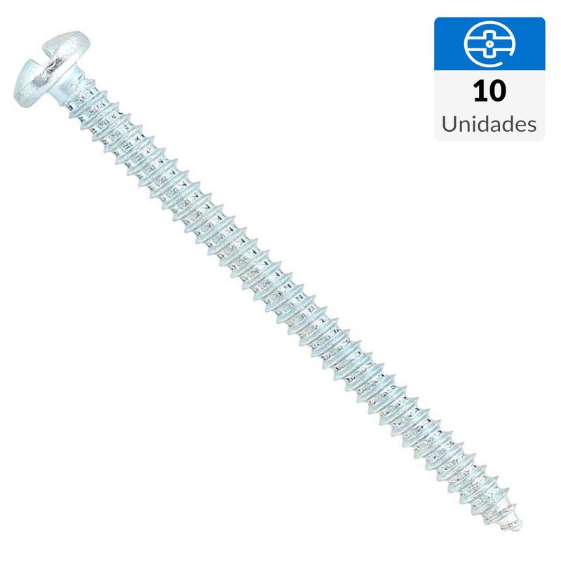 FIXSER - Tornillo Roscalata Cabeza Phillips Metal 2-1/2 " 4.8 mm 10 Unidades