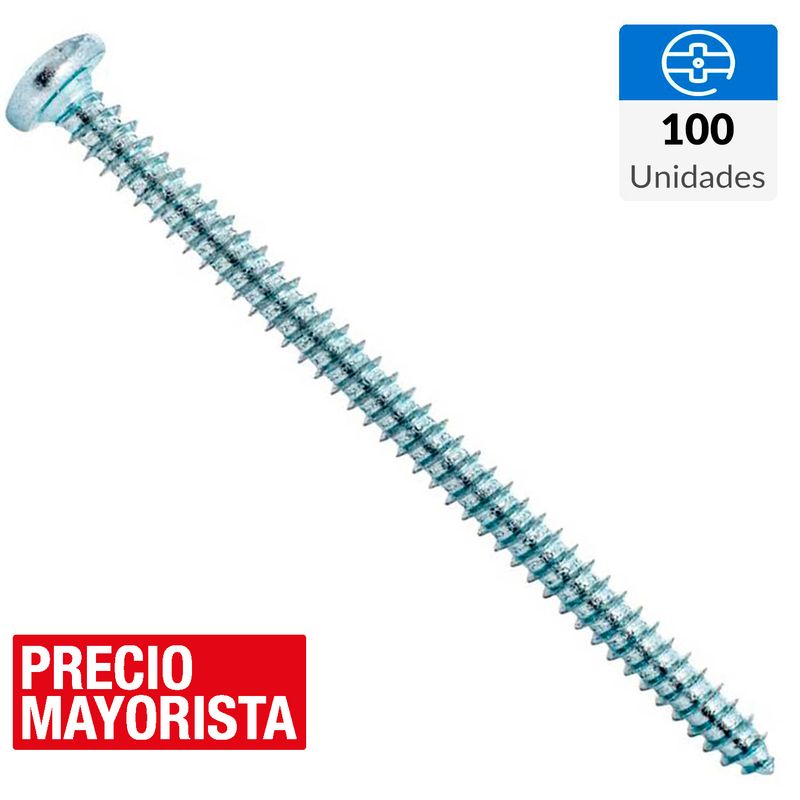 MAMUT - Tornillo Roscalata Cabeza Phillips Metal 2-1/2 " 8 mm 100 Unidades