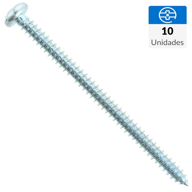 FIXSER - Tornillo Roscalata Cabeza Phillips Metal 3 " 4.2 mm 10 Unidades