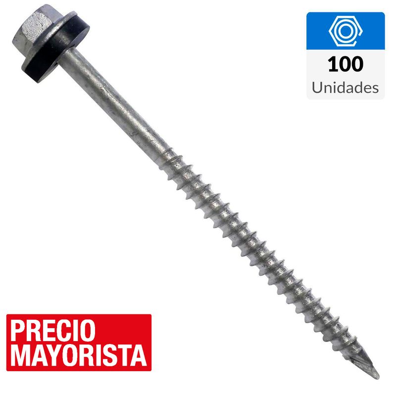MAMUT - Tornillo Autoperforante Cabeza Hexagonal Madera 2 " 10 mm 100 Unidades