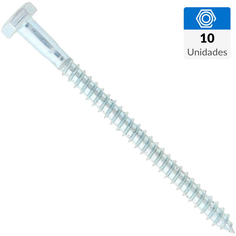 FIXSER - Tornillo Tirafondo Cabeza Hexagonal Madera 3 " 1/4 " 10 unidad(es)