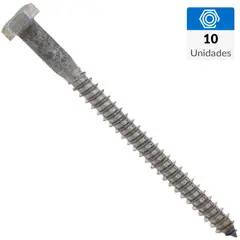 FIXSER - Tornillo Tirafondo Cabeza Hexagonal Madera 4 " 5/16 " 10 Unidades