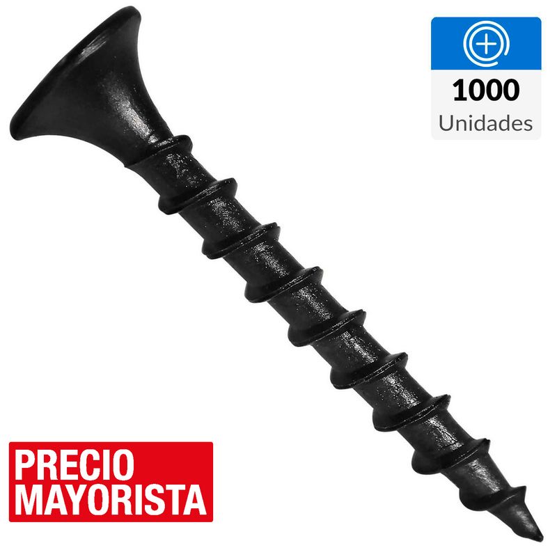 FIXSER - Tornillo Autoperforante Cabeza Phillips Yeso-Cartón 1 " 6 mm 1000 Unidades
