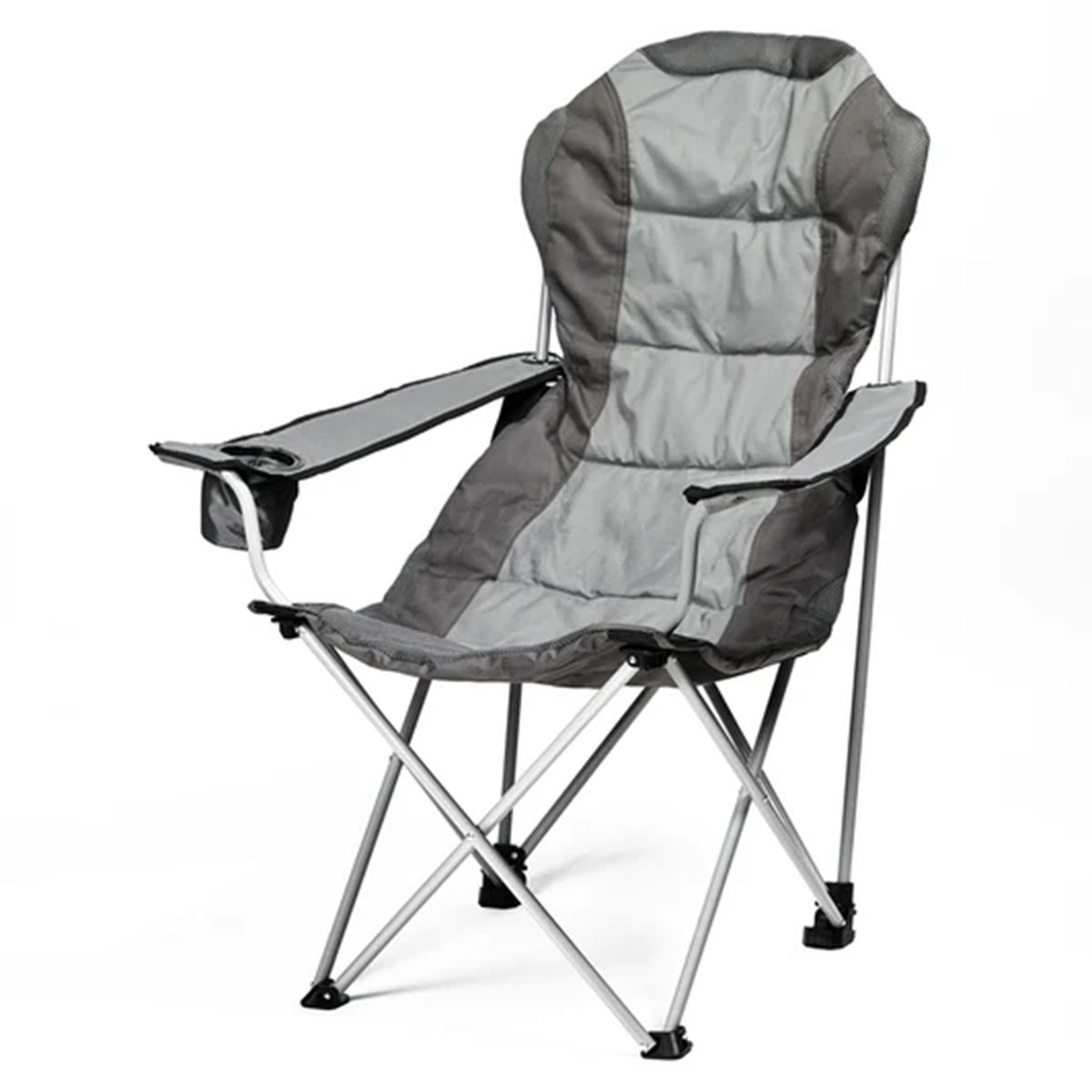 DOITE - Silla Camping con Portavasos 66x58x108 cm Negro/ Beige