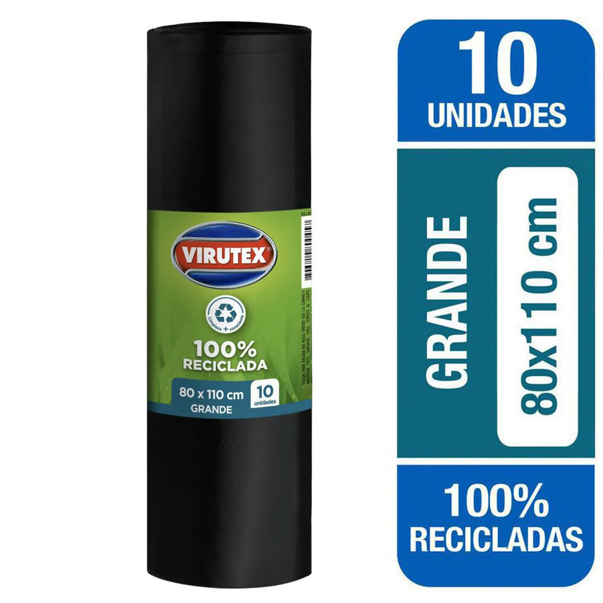 VIRUTEX - Bolsa de Basura Grande 80x110 cm 120 Litros 10 unidad(es)