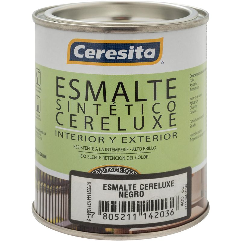 CERESITA - Esmalte Sintético Brillante 400 ml Negro Negro