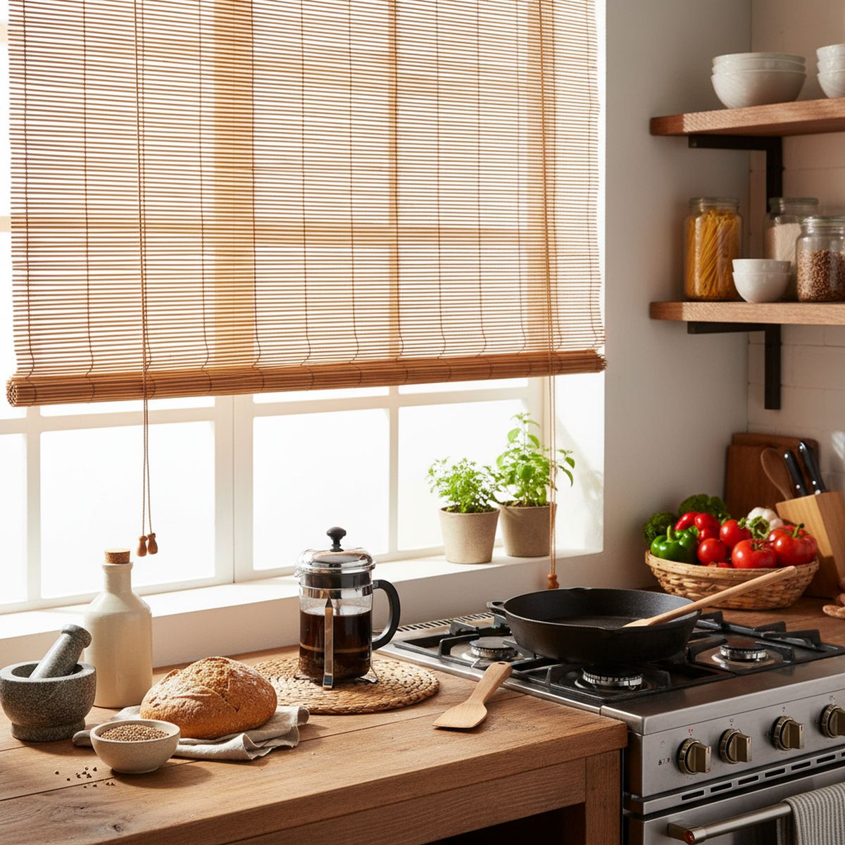 JUST HOME COLLECTION - Cortina Roller Bambú Café