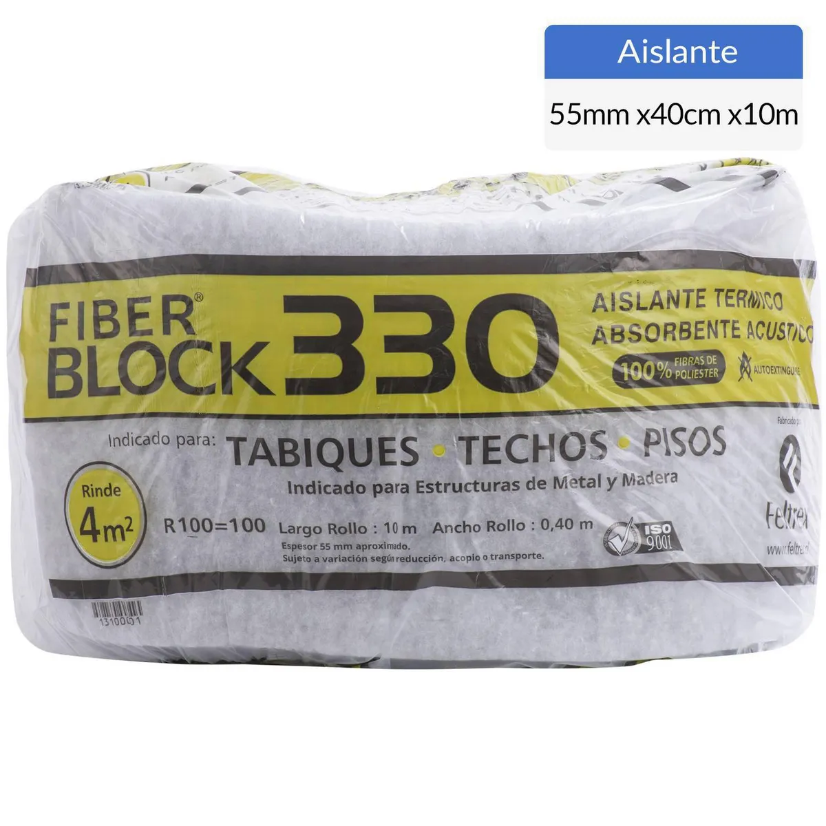 FIBER BLOCK - Aislante de Lana Poliéster 55 mm 0,40x10 m R100