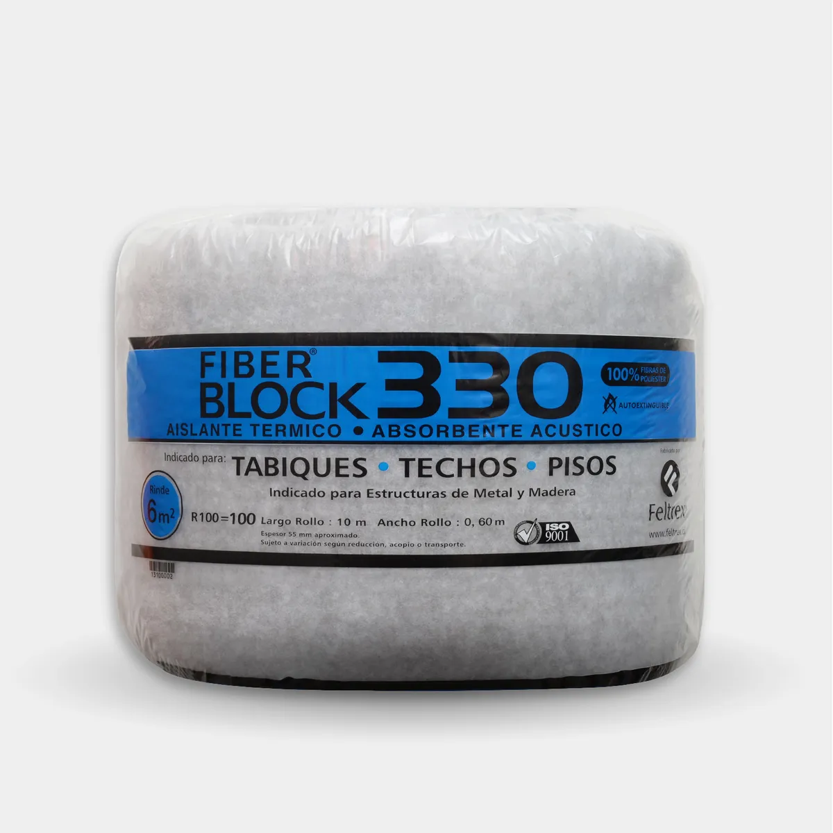 Aislante de Lana Poliéster 55 mm 0,60x10 m R100, marca FIBER BLOCK - Foto Principal