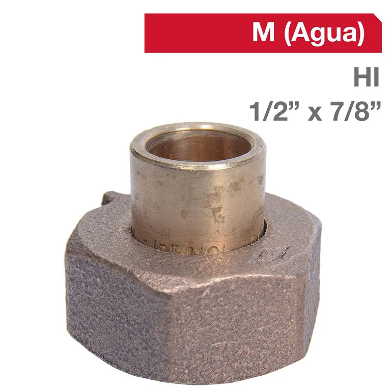 Conjunto Pitón Con Tuerca 1/ 2"X7/ 8" Para Conexión Tuberías