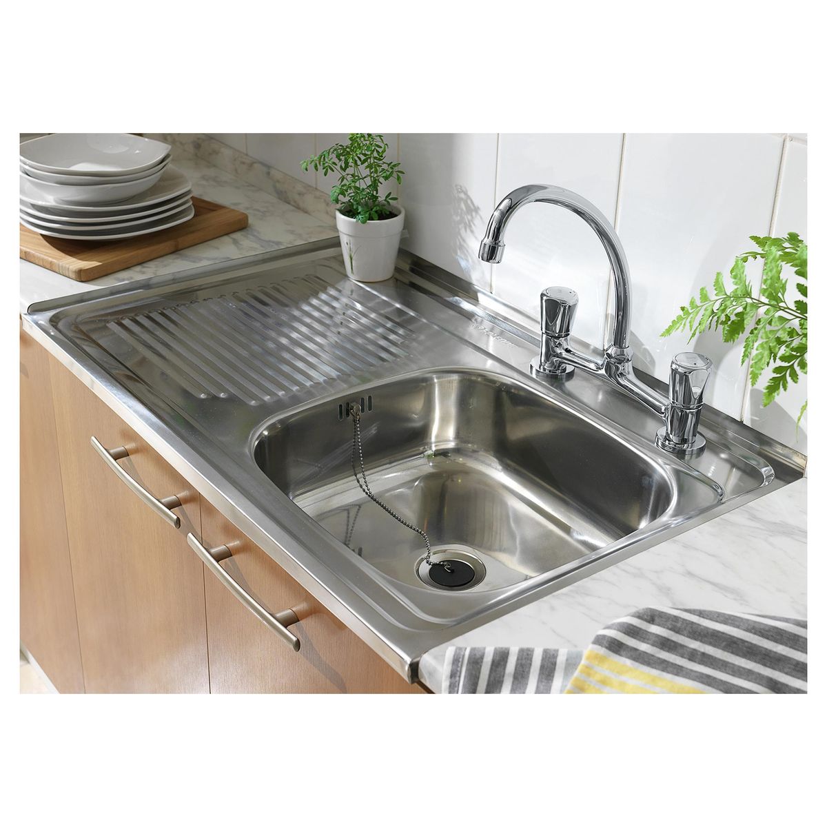 SPLENDID - Lavaplatos Sobreponer Derecho 1 Cubeta(s) 50x14.6x80 cm Acero inoxidable