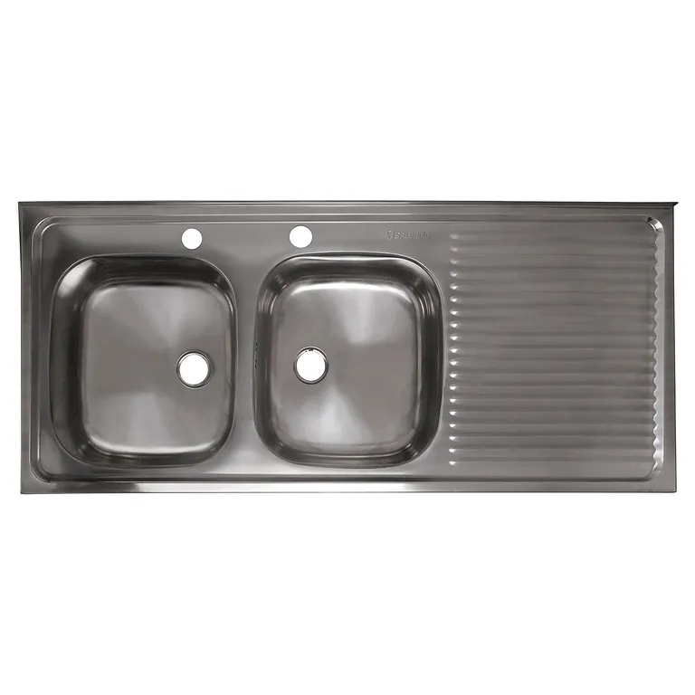 Lavaplatos Sobreponer Derecho 2 Cubeta(s) 50x14.6x120 cm Acero inoxidable