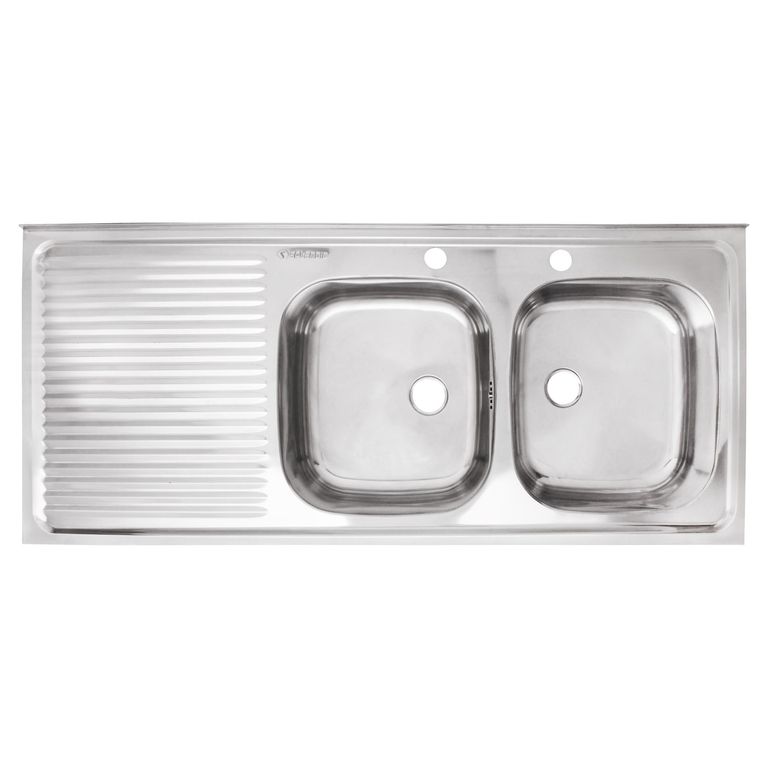 Lavaplatos Sobreponer Izquierdo 2 Cubeta(s) 120x17x50 Acero inoxidable